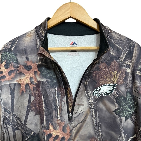 Philadelphia Eagles Majestic Thermabase 1/4 Zip Camo Jacket Sweatshirt #1451 - Picture 5 of 8